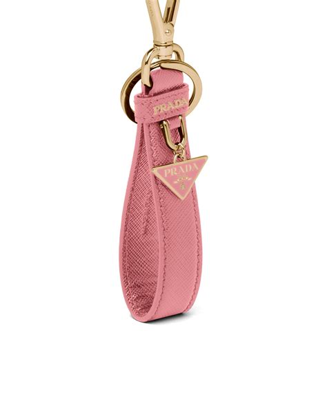 pink prada leather keychain